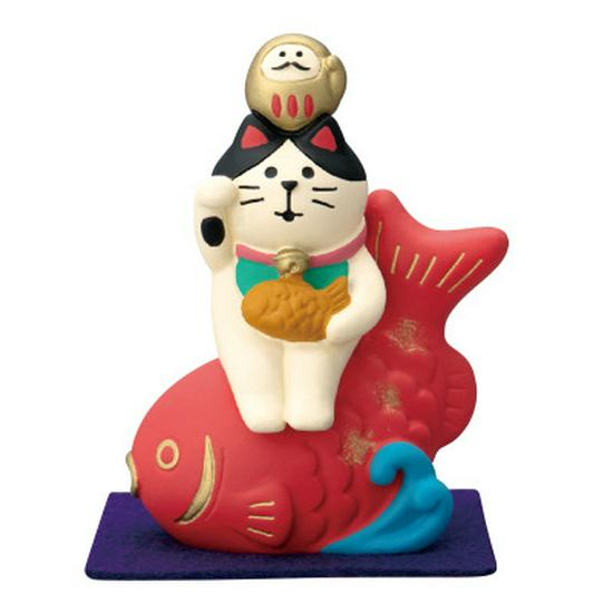 Japanese Zakka Spring Festival Cat Resin Miniature Ornament for Home Decor