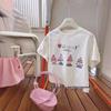 Girls' Summer Cotton Printed Shorts & T-Shirt Set
