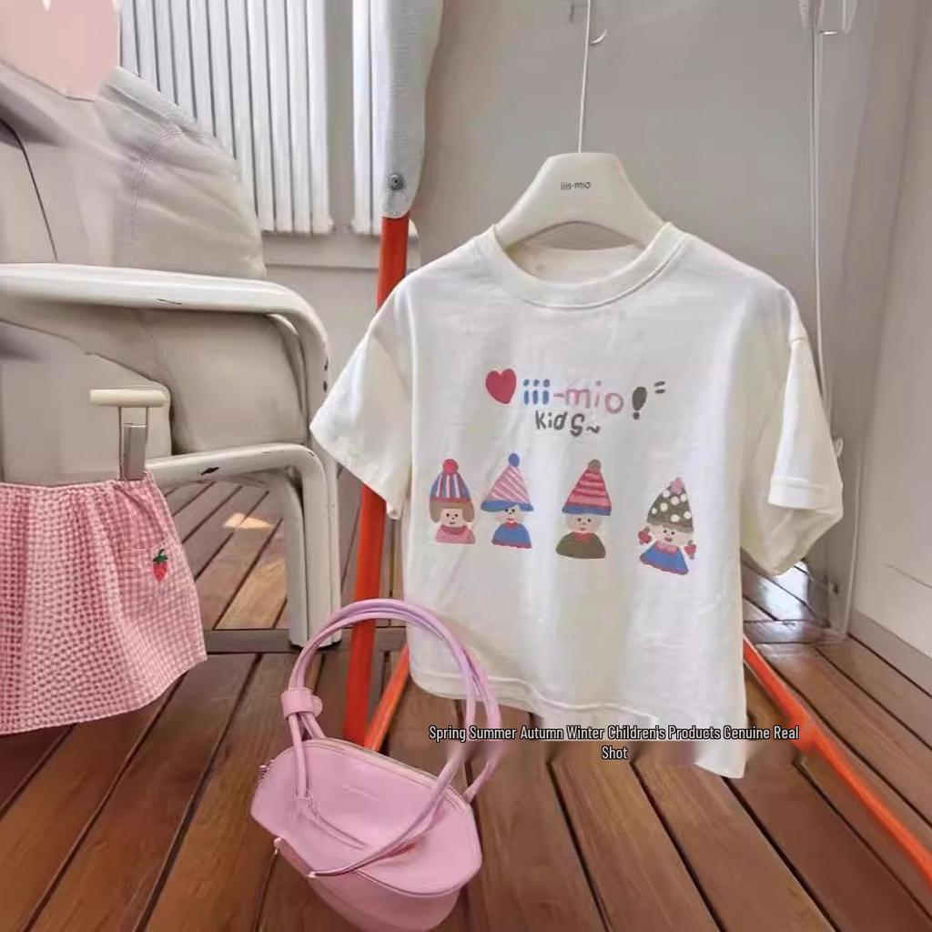 Girls' Summer Cotton Printed Shorts & T-Shirt Set