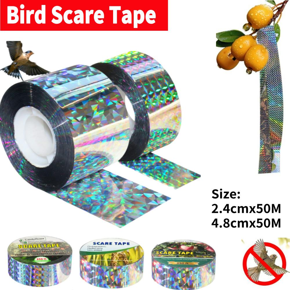 Bird Scare Tape Anti Bird Tape Reflective Double Side Bird Scare Tape Keep Birds Away Deterrent Scare Tape Thickening