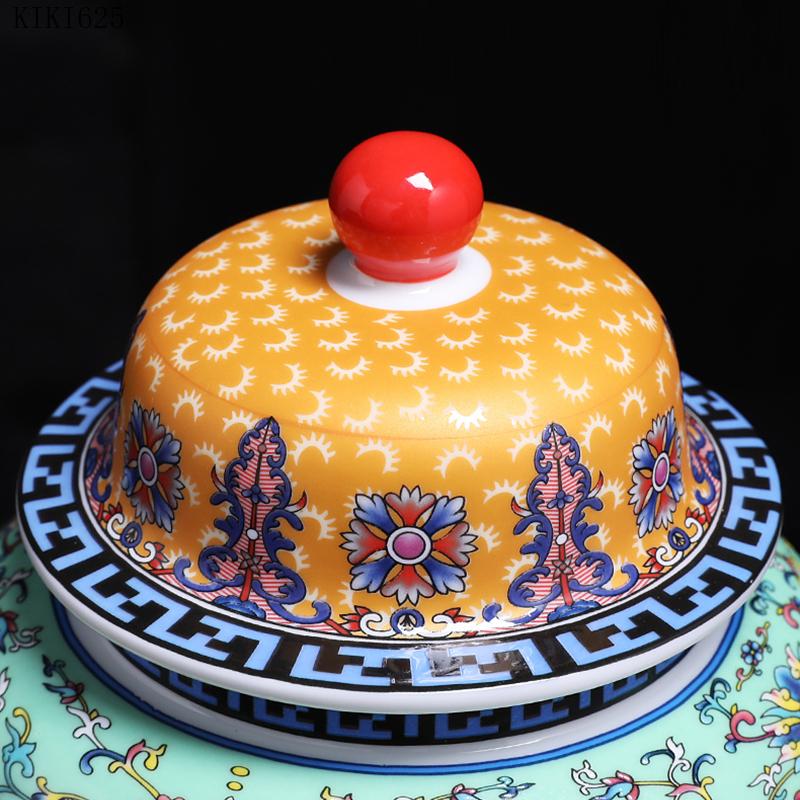 Ceramic Painted Flower and Bird Tea Caddy Color General Jar Household Food Coffee Bean Storage Jar Flower Arrangement Decoration