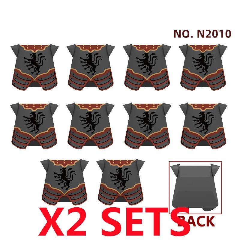 MOC Medieval Red Lion Black Eagle Castle Soldier Knight Horse Mount Building Block Military Figure Vest Armor Flag Toy Gift B036