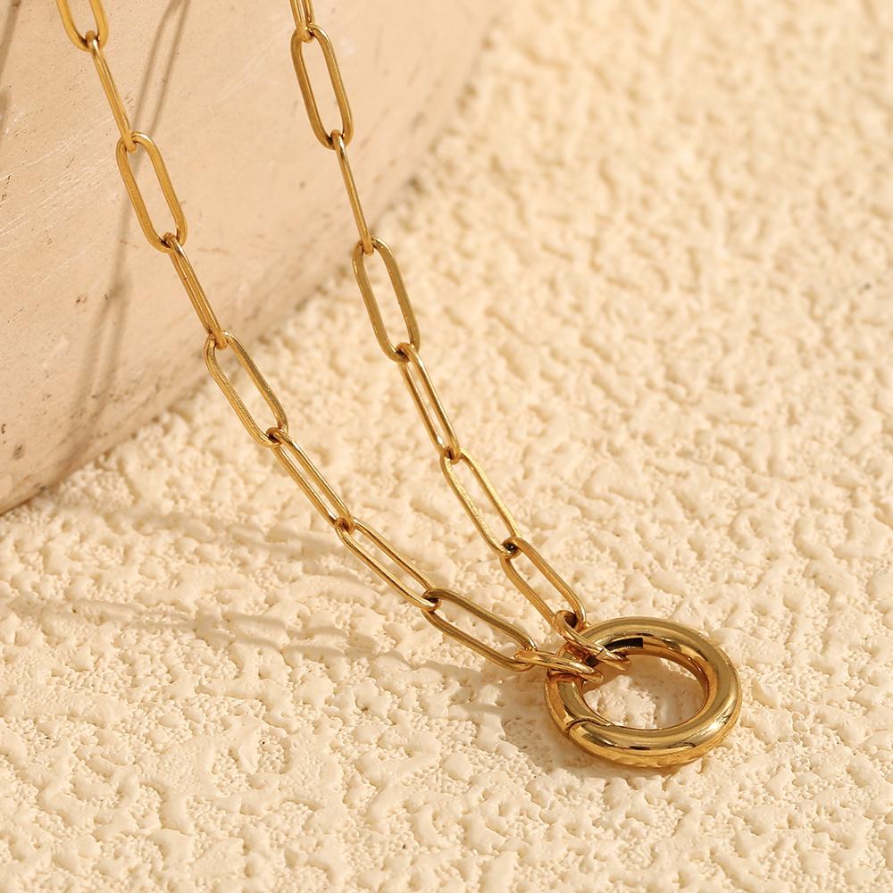 MamacitaSlay DIY Spring Buckle Single Chain Paper Clip Chain Necklaces For Women Stainless Steel Jewelry Accessories For Women