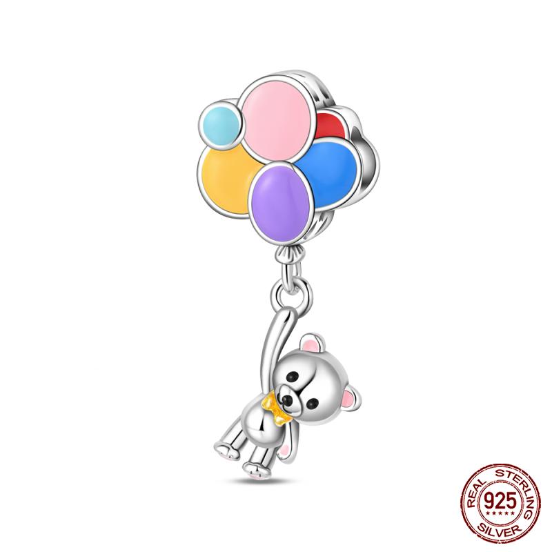 New Copper Colorful Balloon Bear Air Balloon Card Charm Beads Fit Brand Original Bracelet Diy Fine Jewelry Gift
