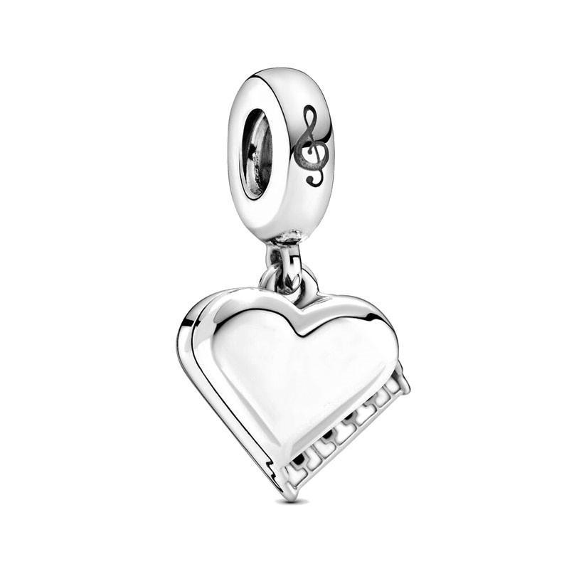 New 925 Silver musical instrument Charm Bead Earphone Guitar Piano Pendant Fit Original Bracelet Man Women DIY Jewelry Gift