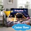 Custom Name Bulldog Comfortably Blanket Bed Sofa Blanket Flannel Blanket for Camping, Hiking, Picnic Essentials,gift for Fan Family