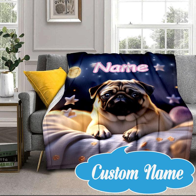 Custom Name Bulldog Comfortably Blanket Bed Sofa Blanket Flannel Blanket for Camping, Hiking, Picnic Essentials,gift for Fan Family