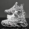 Men's Plus Size Winter Trainers with Fleece Lining, Twisted Sole, Versatile Graffiti-Print Casual Shoes