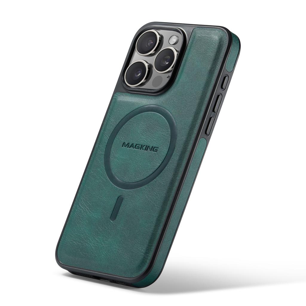 MAGKING K1 Serie Für iPhone 16 Pro Max Magnetische Hülle PC+TPU+PU Leder Stoßfeste Handyhülle