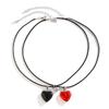 Retro Magnetic Red Contrasting Color Heart-Shaped Valentine'S Day Necklace, Simple Set Love Couple Necklace.