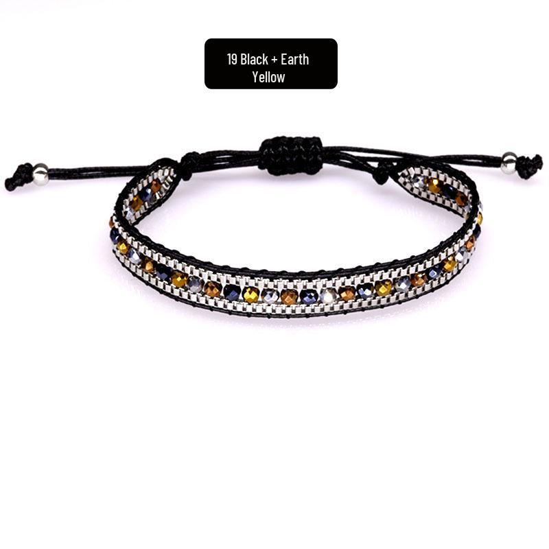 Bohemian Handmade Woven Crystal Beaded Friendship Bracelet for Women