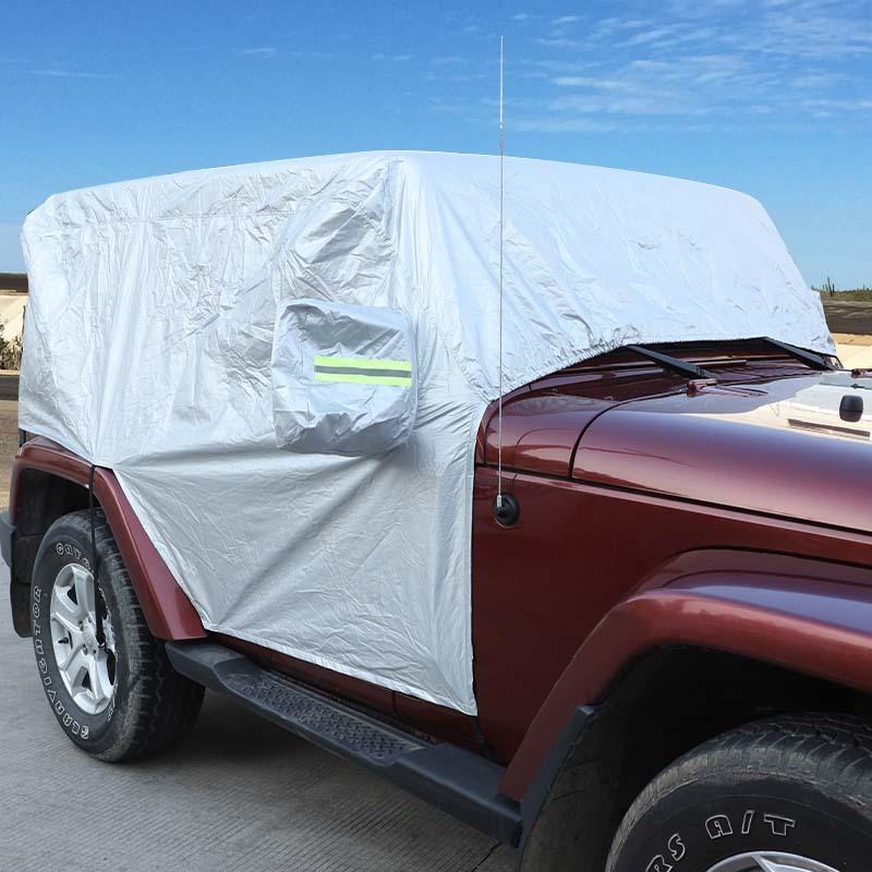 Waterproof All Weather Windshield Sunshade Leather Car Cover Fit for Jeep Wrangler JK JL 2-Door Version Exterior Accessories