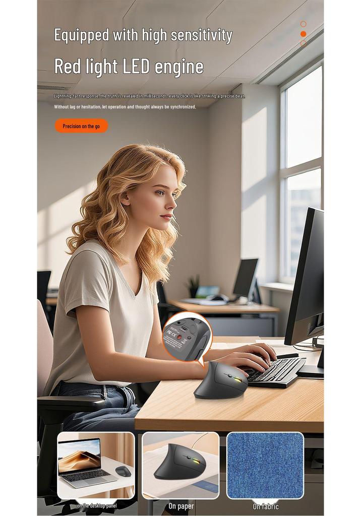 In Stock Bluetooth Dual Mode Right-Hand Vertical Ergonomic Wireless Mouse, Silent & Rechargeable - Fifth Generation