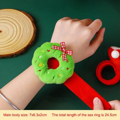Christmas Slap Ring Bracelet Cute Cartoon Plush Elk Snowman Circle Bracelet For Xmas Children Gift Holiday Decor Wrist Band