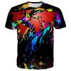 Color Splash 3D Printed T-Shirts Summer Casual Street Oversized Tops Round Neck Short Sleeve Colorful Men's T-shirts