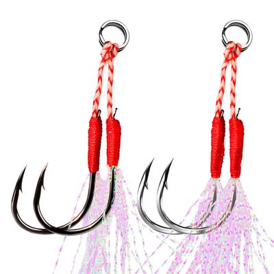 Fishing  Hook Double  Jig  Hooks Thread  Feather Fishing Lure Slow  Jigging  Sea  Tackle