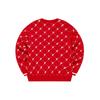 FILA Fusion Logo All Over Print Casual Round Neck Loose Long Sleeve Sweater Women sweater Pomegranate-Red T11W243406FRD