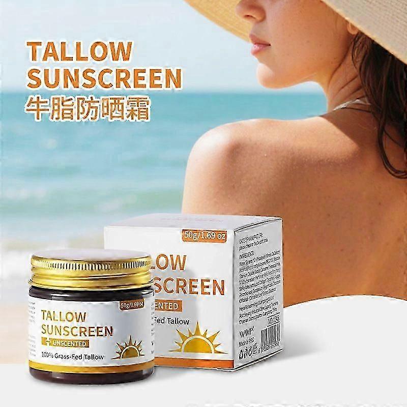 Beef Tallow and Zinc Sun Balm - Beef Tallow for Skin Instant Sun Protection, Beef Tallow Sunscreen for Face & Body Non Greasy Formula, Beef Tallow Moi
