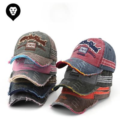 Hat 1969 Retro Washed Old Letter Embroidery Ripped Cap Trendy Male Personality Female Sunshade Baseball Cap
