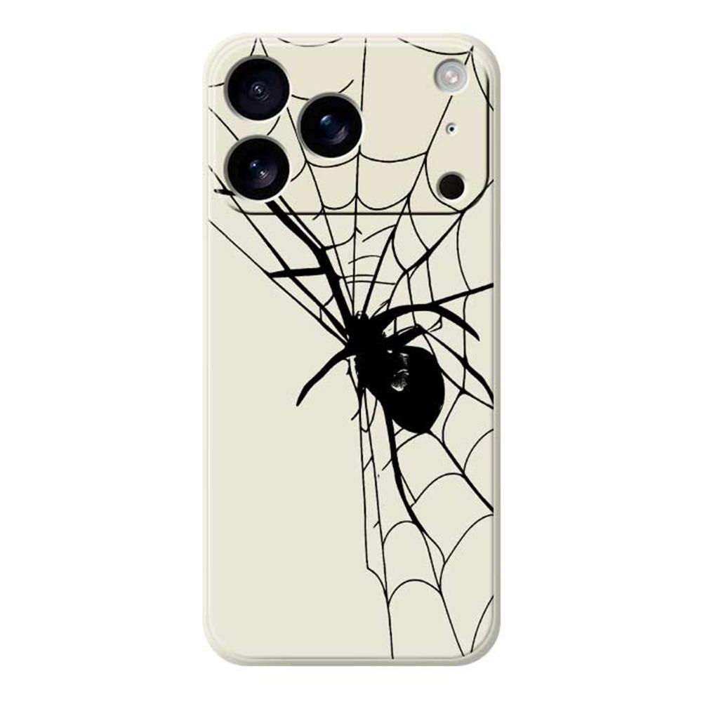 

For iPhone 17 Pro Case Spider Pattern Printing Straight Edge TPU Phone Back Cover Beige
