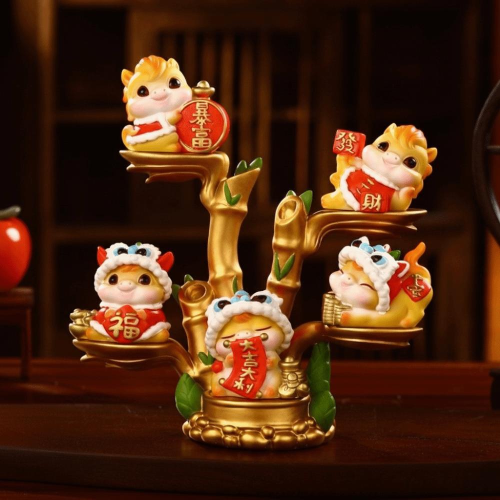 Cartoon New Year Mascot Miniature Resin Zodiac Ornaments Creative Horse Figurine Office Desktop