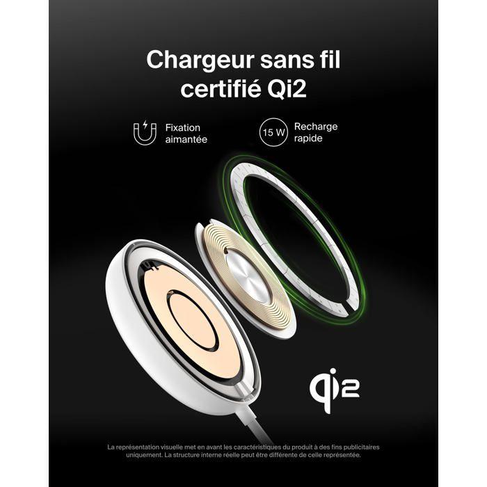 Station de Charge sans Fil - Belkin - BoostCharge Pro - Qi2 - MagSafe - Blanc