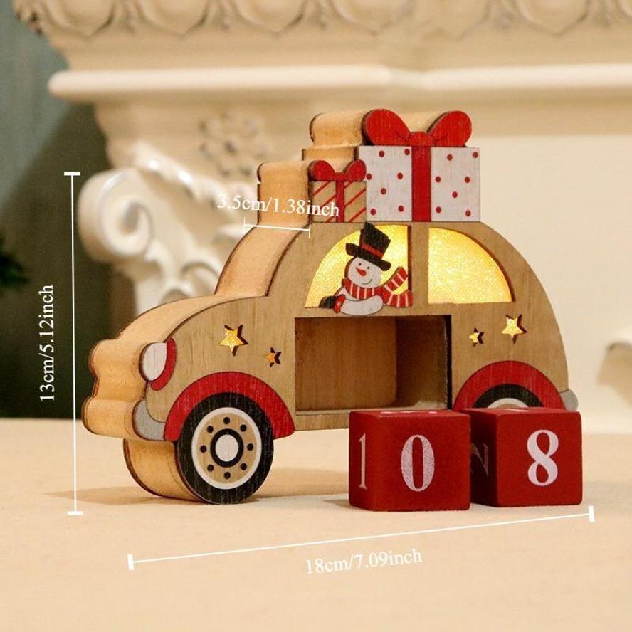 

1 Pcs Home Christmas Decorations Wooden Creative Calendar Christmas Decoration Luminous Calendar Decoration Gift LS Wholesale L