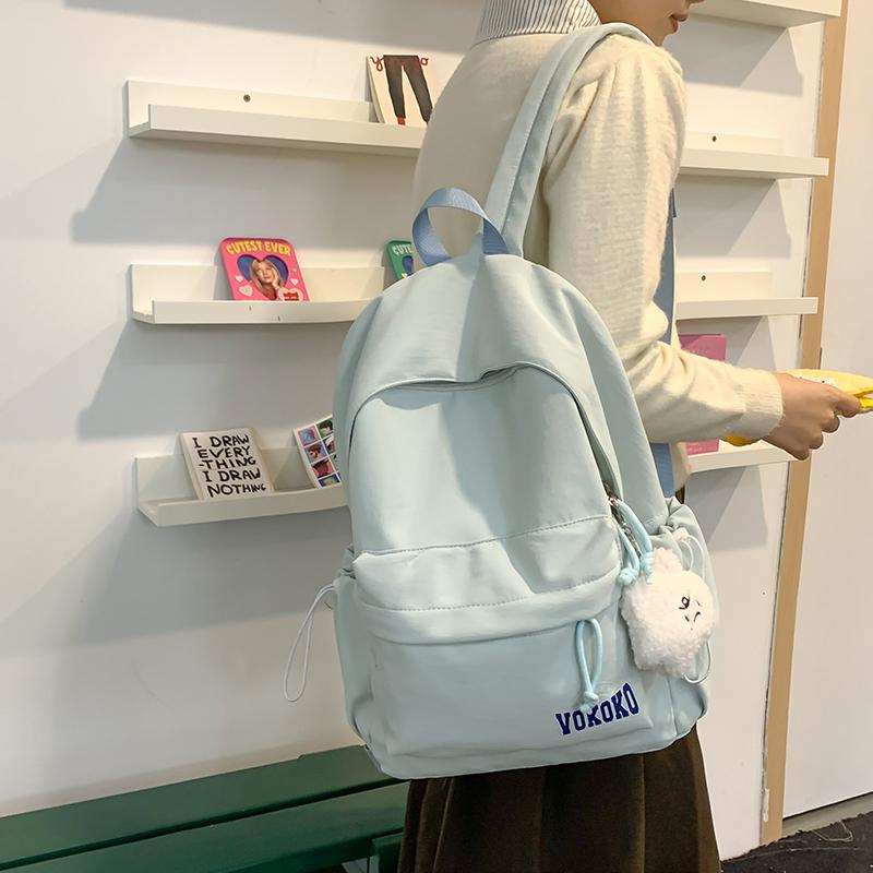 Student School Bag Women's Lightweight Travel Small Backpack Solid Color Backpack