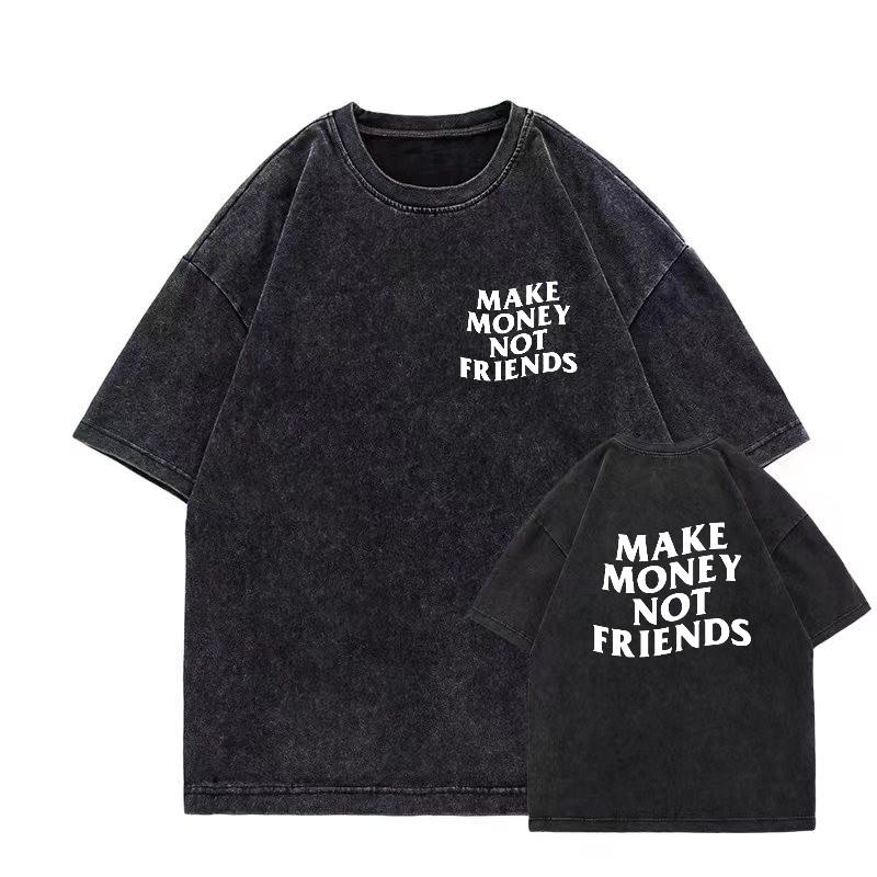 High quality men's vintage washed T-shirts hip-hop trendy short sleeved T-shirts fashionable oversized T-shirts