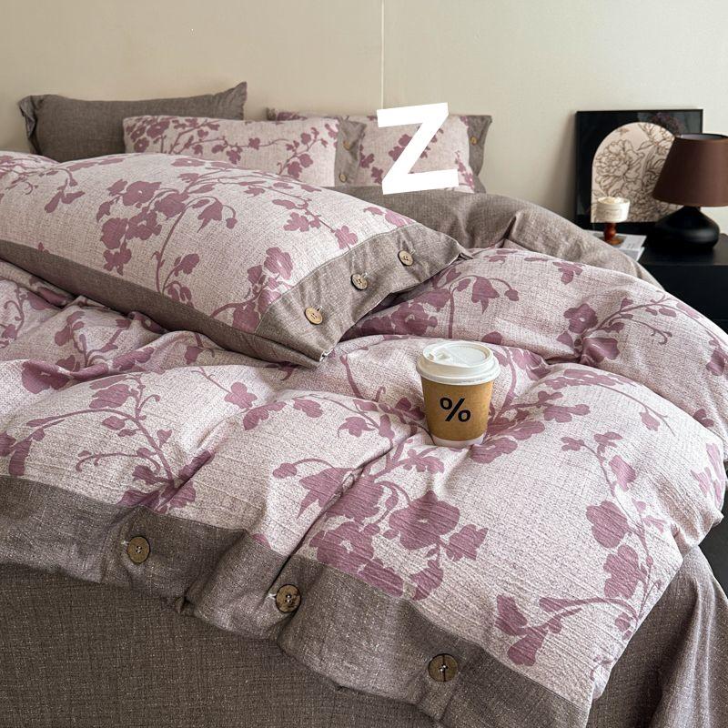Retro Linen Double Layer Gauze Bedding Set - Light Luxury Duvet Cover and Bed Sheet