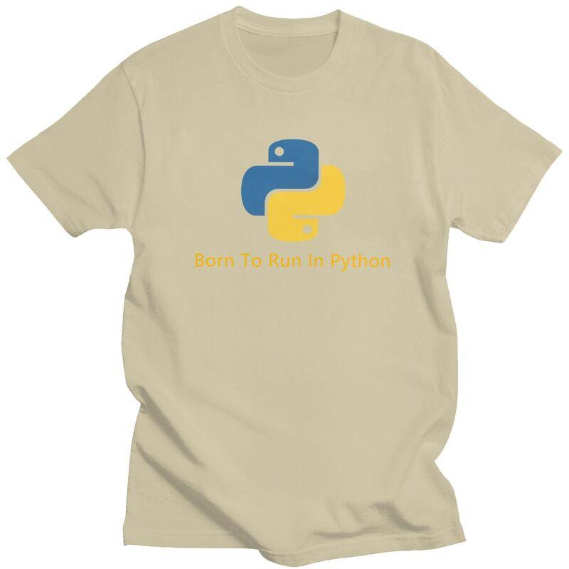 Custom Born To Run In Python Tshirt for Men Short Sleeves Casual T Shirt Programmer Computer Developer Tshirt 100 Cotton Tee