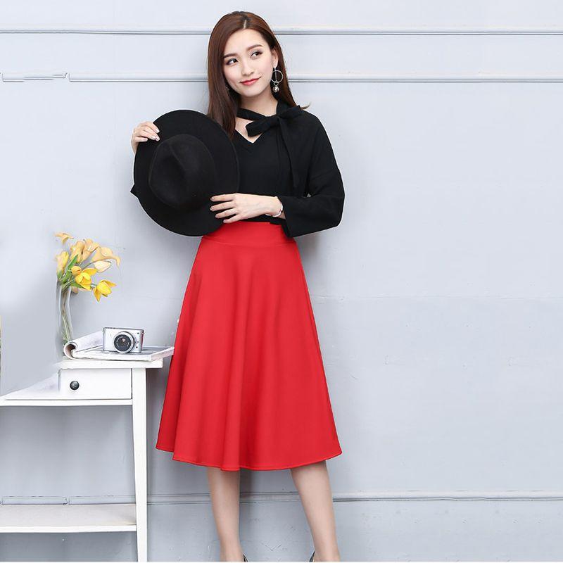 Falda Blanca de Media Longitud para Primavera y Otoño Falda de Longitud Media en Línea A Falda de Baile Falda Versátil