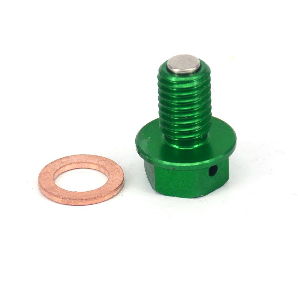 JFG RACING M10mm*P1.5mm Magnetischer Ölablassschraube mit Dichtring für KX65/85/100/125/250/250F/450F/500 KLX230/230R/250D-TRACKER/300R Grün