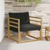 Outdoor Sofa Set Solid Acacia Wood and Textilene White