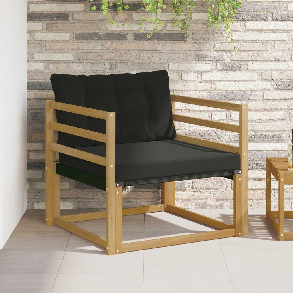 Outdoor Sofa Set Solid Acacia Wood and Textilene White