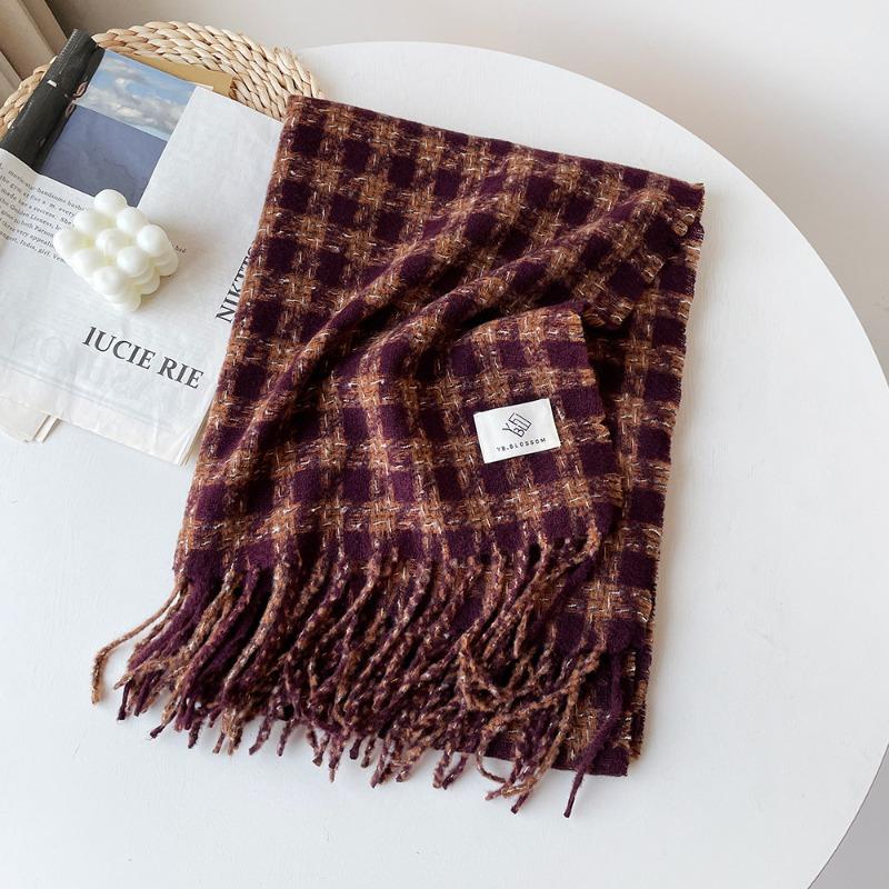 Circle Yarn Thousand Birds Shawl Scarf Women's Winter Premium Atmosphere Black Scarf Shawl