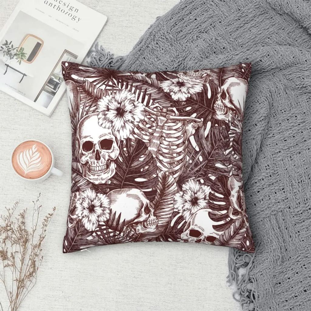 Halloween Tropical Vintage Jungle Skull Pillow Case Cushion Cover Vintage Decor Pillowcase for Car