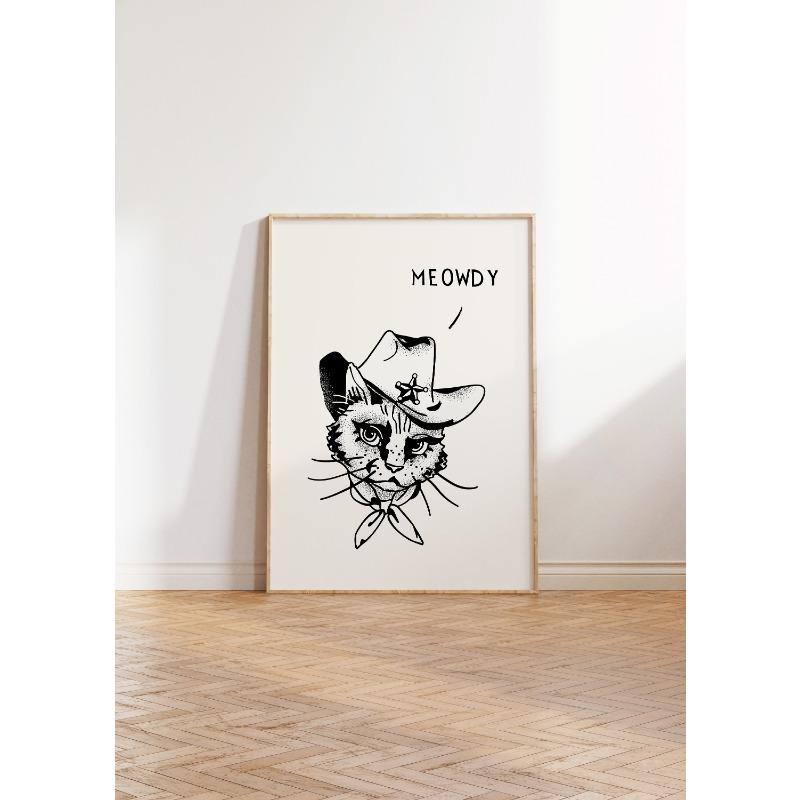 Vintage Western Cowboy Art Poster Cowboy Sketch Wall Decoration Wild Neutral Cowboy Print Home Bedroom Living Room Decoration