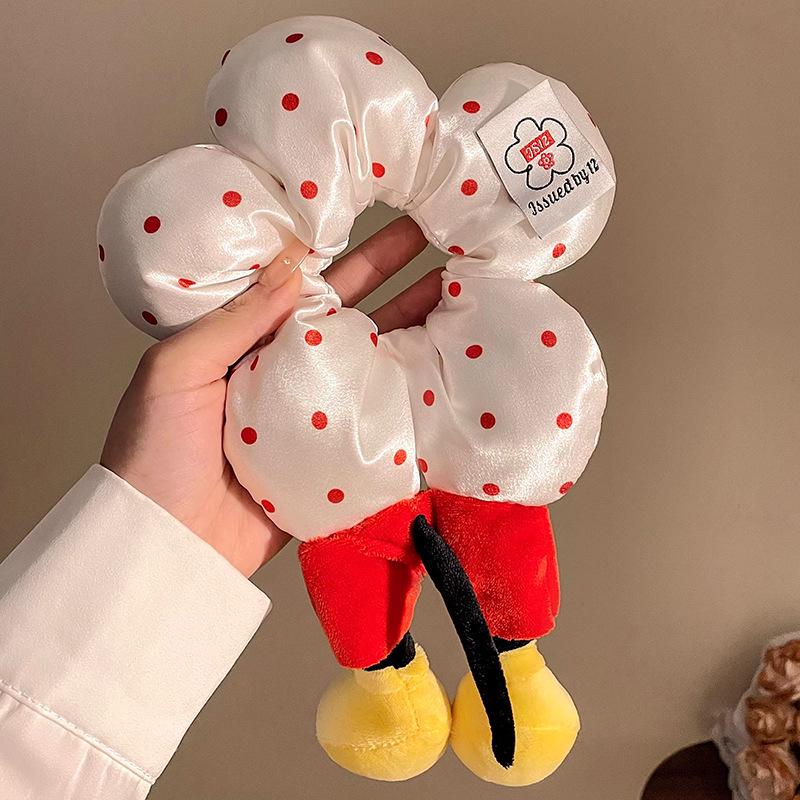 Mickey Flower Polka Dot Plush Hair Tie - Cute Intestine Bun Rope Accessory for Women