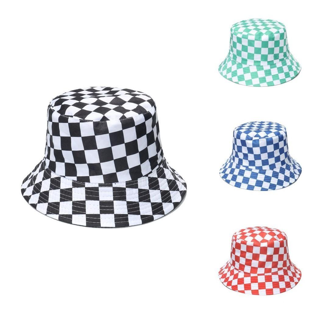 Stylish Retro Fisherman Hat Women's Sun Protection Plaid Bucket Hat Street Style