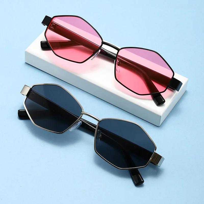 Vintage Retro Mirror Men Sunglasses for Female Sun Glasses Fashion Metal Polygon Women Sunglasses Brand Designer Uv400