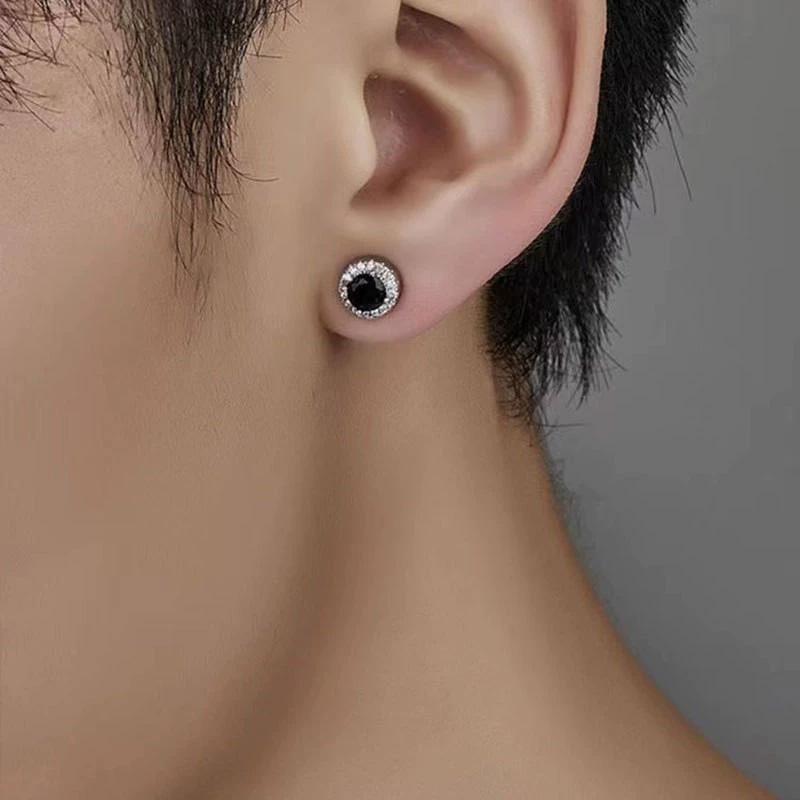 2pcs Without Ear Holes Exquisite Circle Stud Earrings Personality Zircon Jewelry Accessories Magnetic Earrings Clip Earring