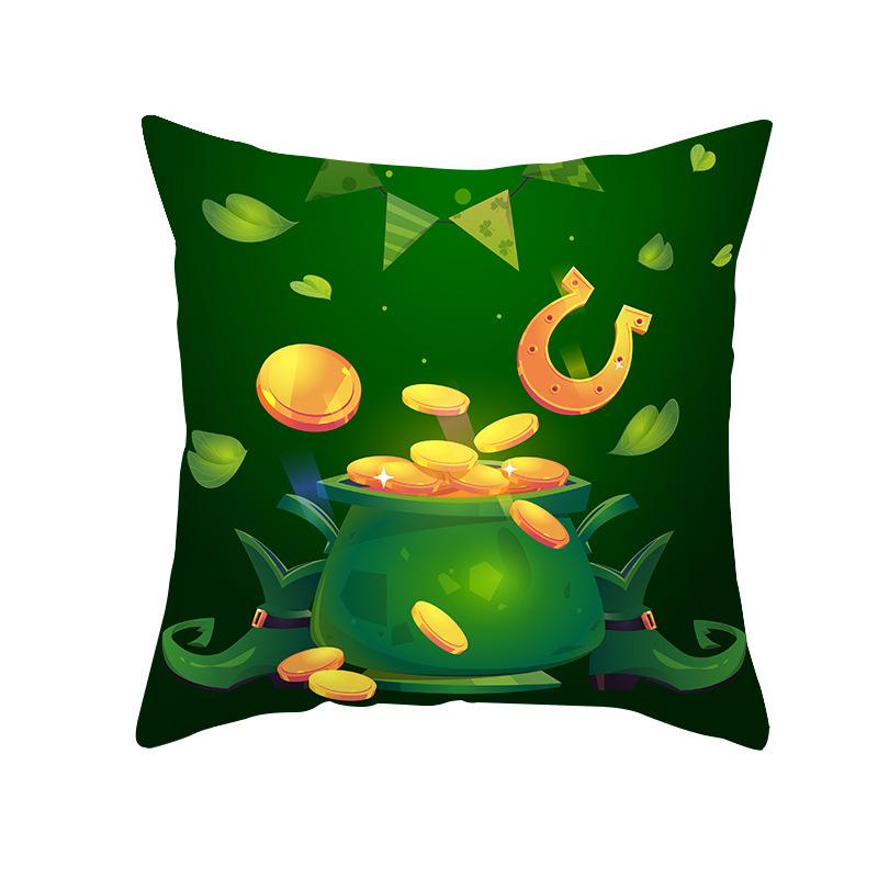 St. Patrick's Pillowcase Home Sofa Peach Leather Velvet Printed Cushion Cover Ireland National Day Cushion Cover