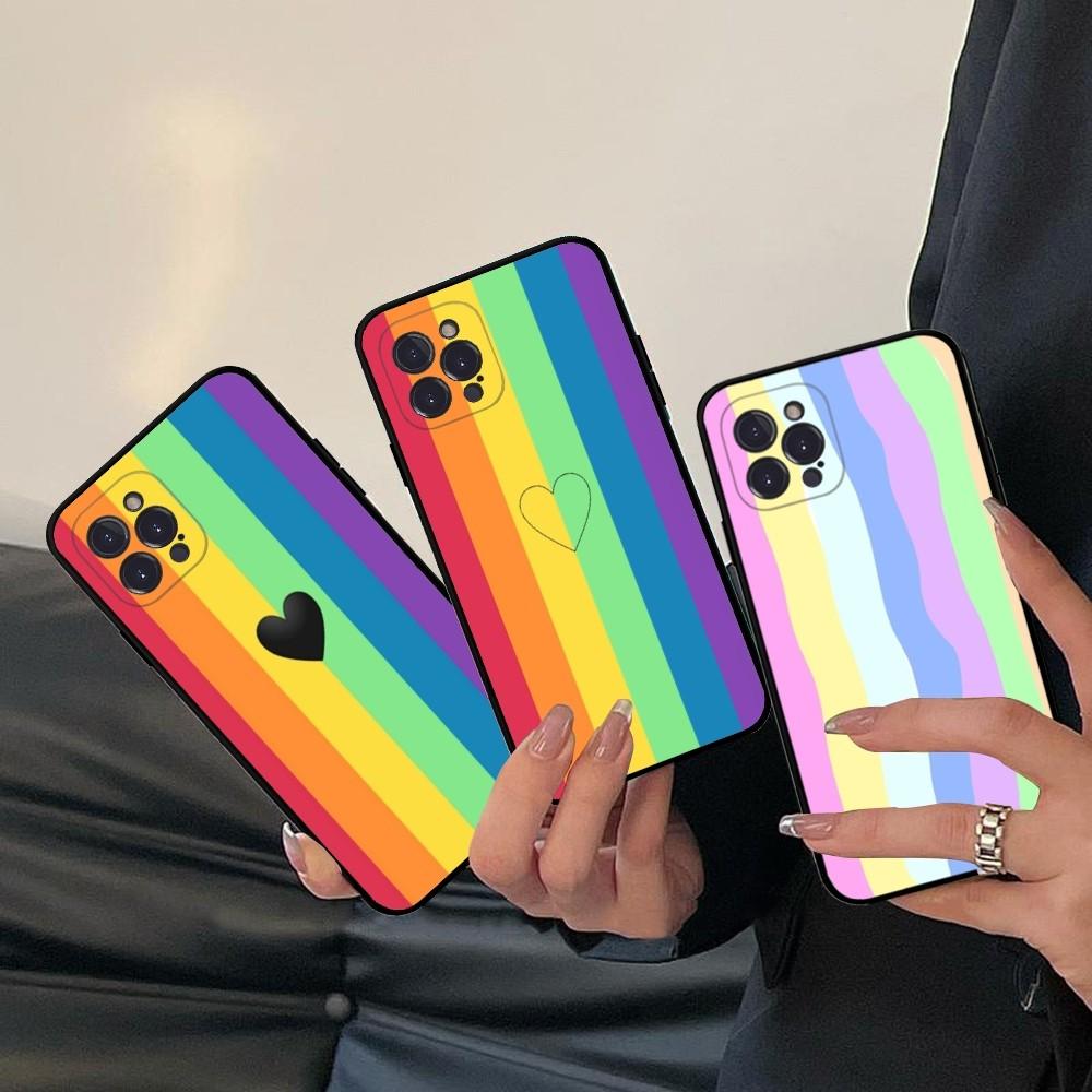 Colorful Rainbow Stripe Phone Case Silicone Soft for iphone 16 15 14 13 12 11 Pro Mini XS MAX Plus X Cover