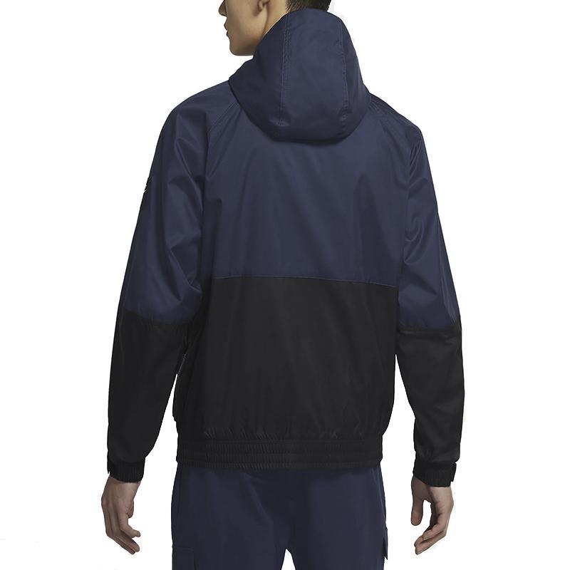 Nike Air Spliced Contrast Print Hooded Sports Jacket Men Outerwear Navy-Blue DA0272-410
