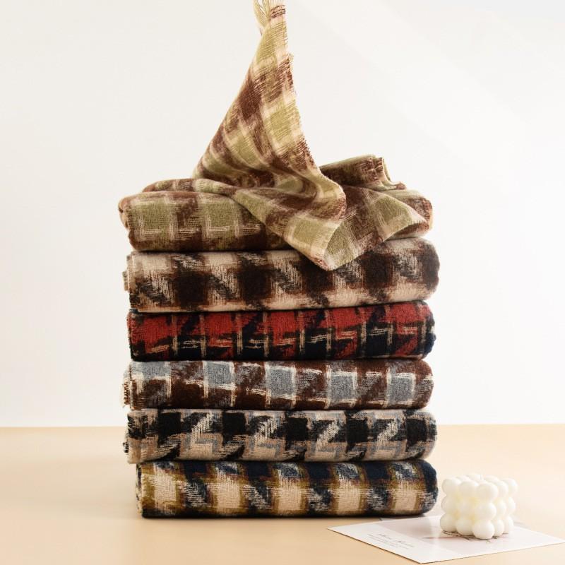 Womens Houndstooth Scarf Daily Commute Warm Neck Wrap Lightweight Shawl Fashion Accessory
