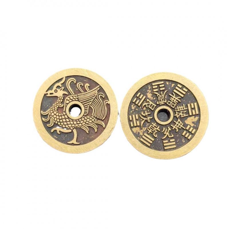 Small Size Mountain Ghost Spending Money Thunder Gossip Dharma-Vessel Safe Portable Taoist Copper Coin Pendant
