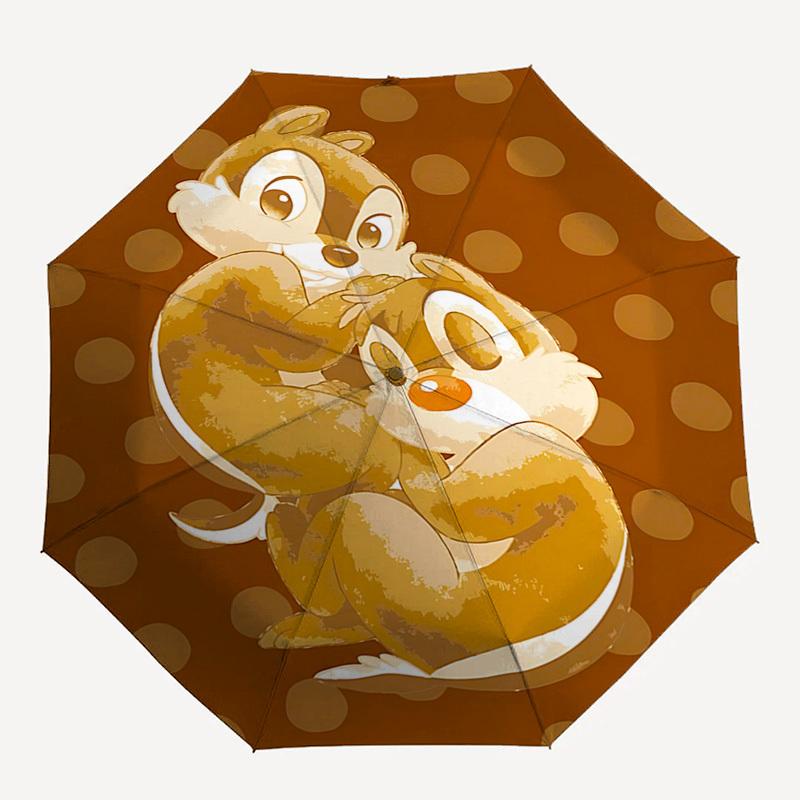 Chips and Dale Themed Automatic Opening and Closing Umbrella, Brightly Colored 8-rib Portable Umbrella, Suitable for Men and Women, A Perfect Gift for