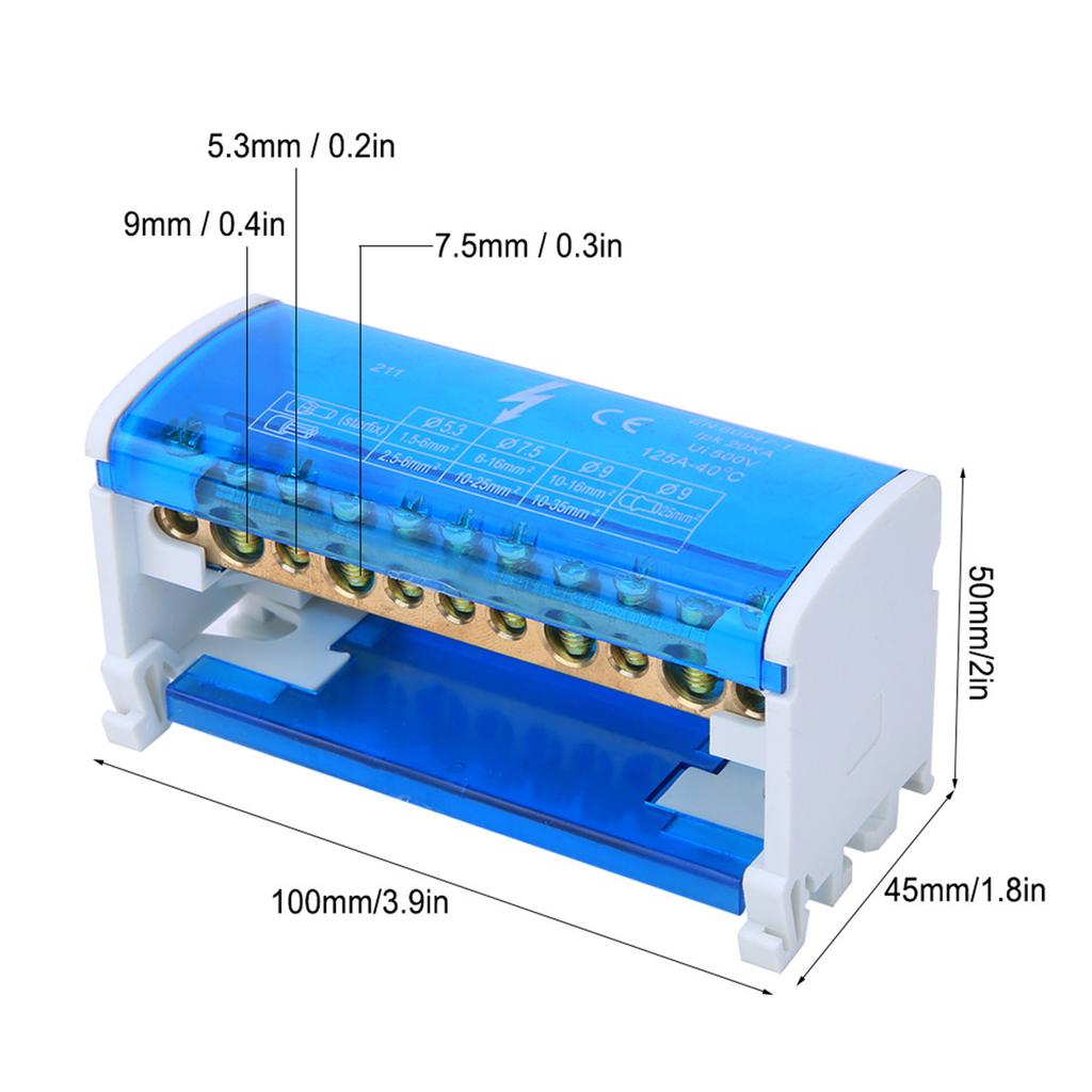 Din Rail Terminal Block Distribution Box Terminal Distribution Box Din Rail 2-Level Single Phase with Transparent Dust Cover 211