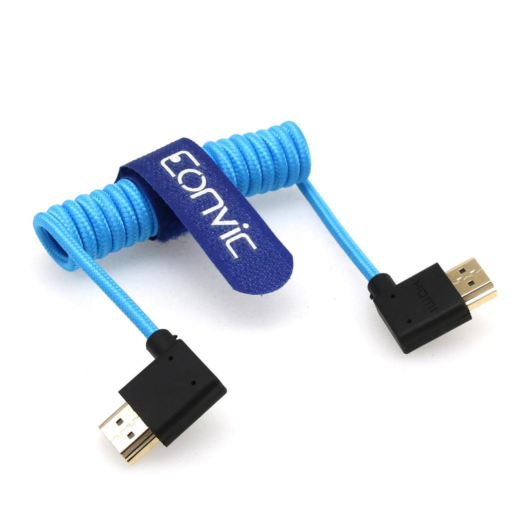 Eonvic HDMI Coiled 8K HDMI to HDMI High Speed Thin HDMI Male to Male Extender Braided Coiled Cable for Atomos Ninja and Portkeys BM5 Monitors 2.1